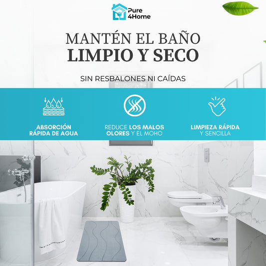 Alfombra Diatomita 60x39 - Waves gris