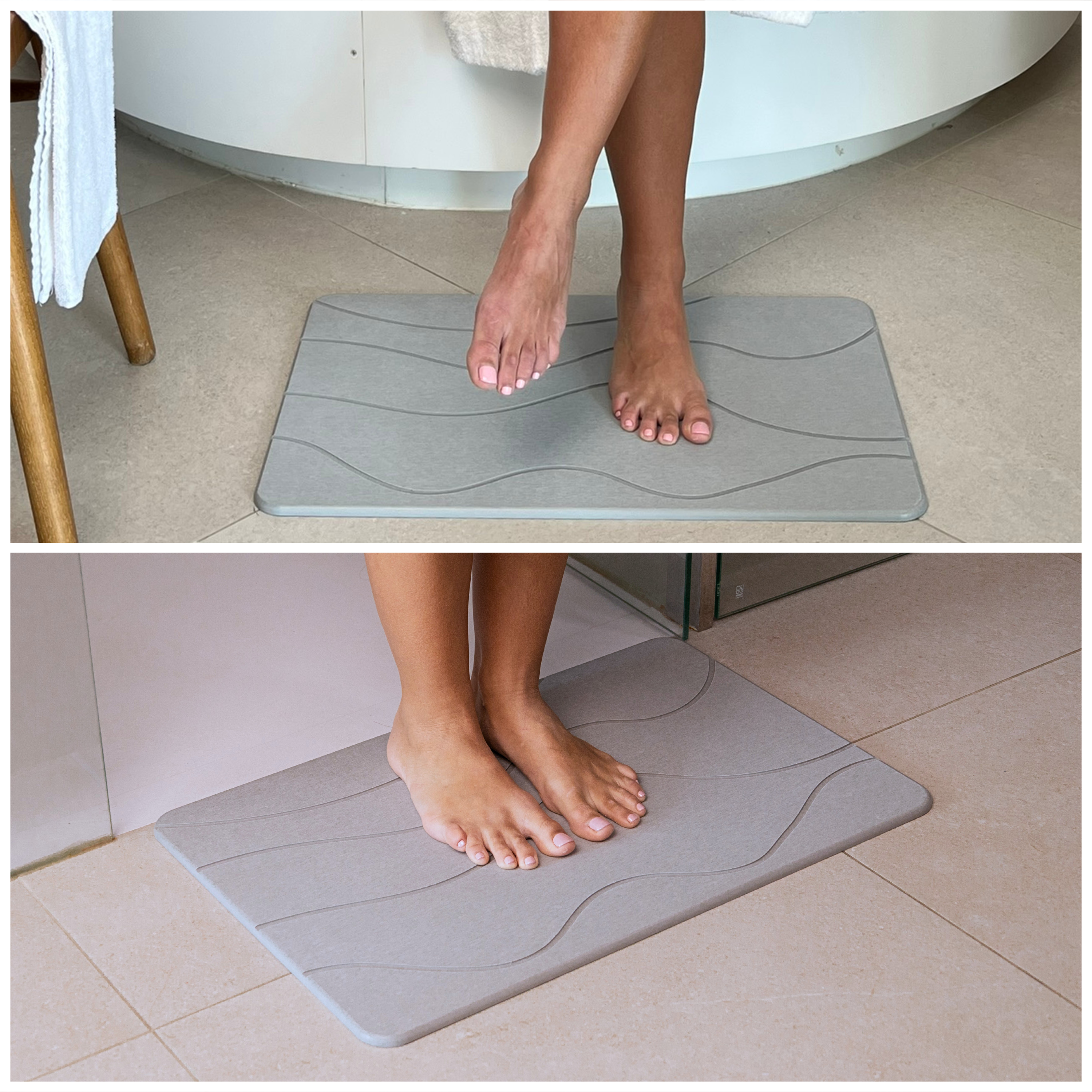 Alfombra Diatomita 60x39 - Waves gris