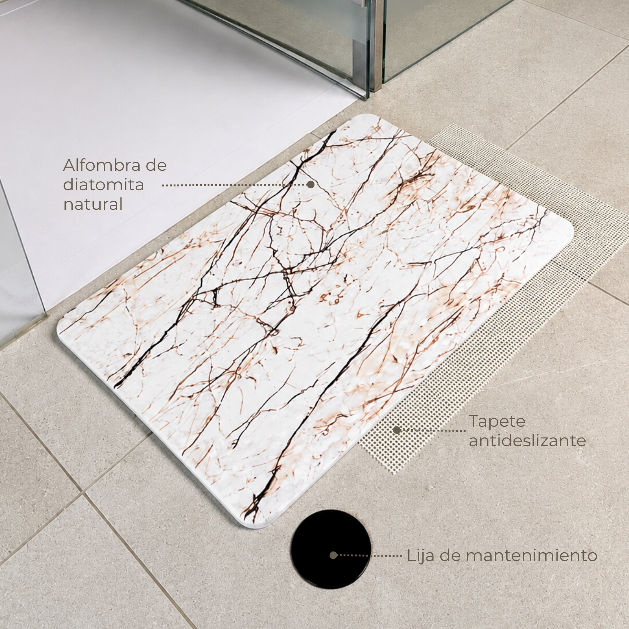 Alfombra Diatomita 60x39 - Bosque Blanco