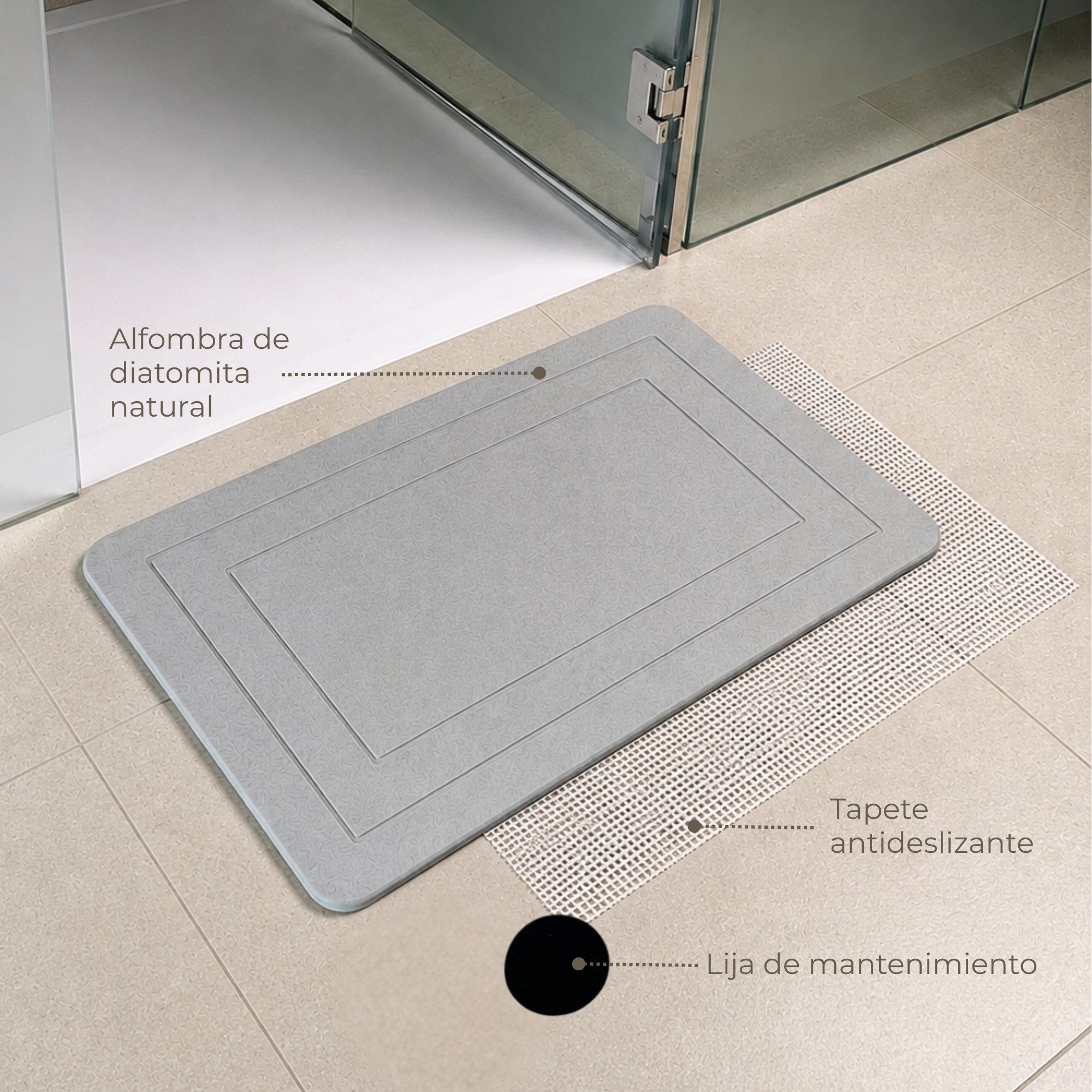 Alfombra Diatomita 60x39 - Cuadrados