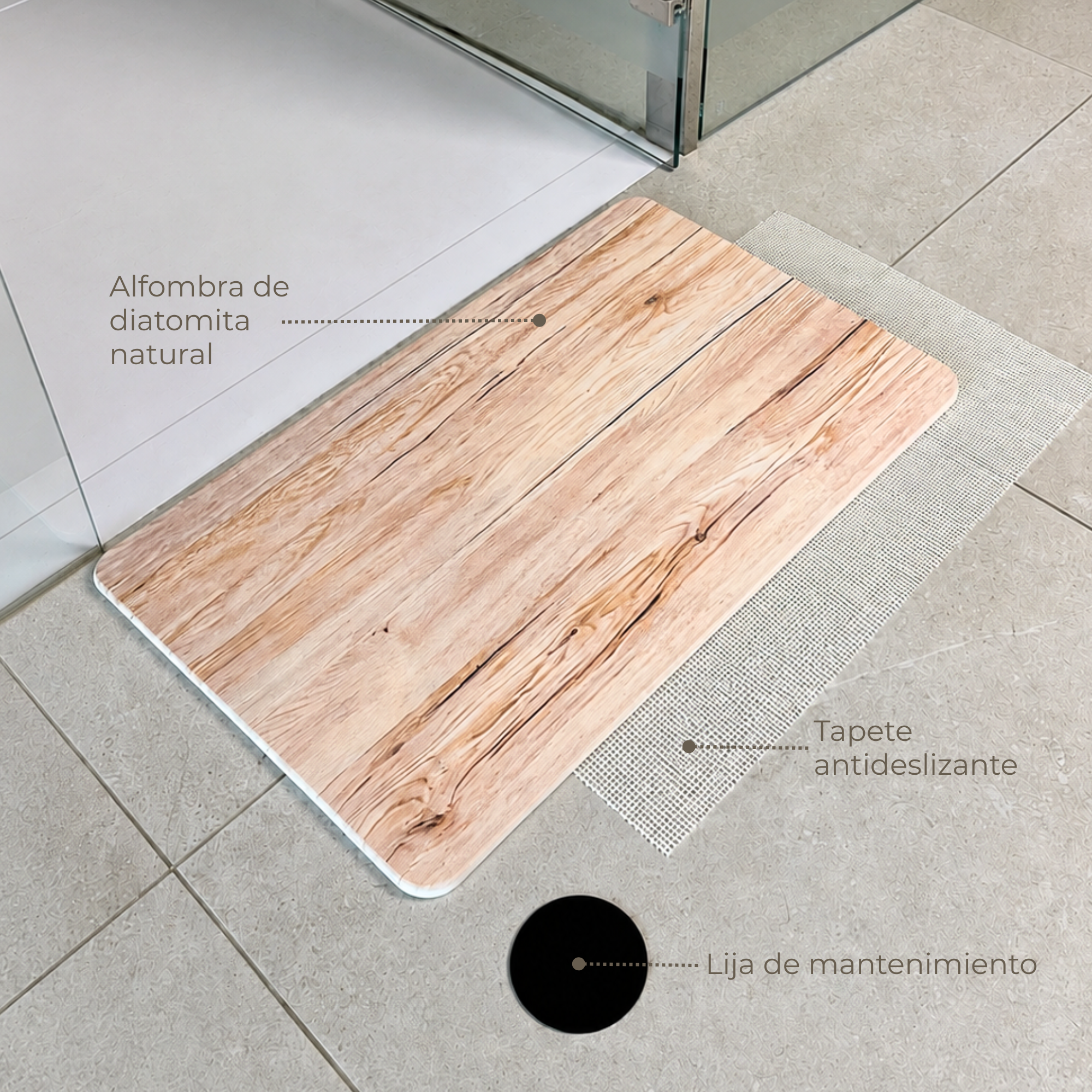 Alfombra Diatomita 60x39 - Fresno wood