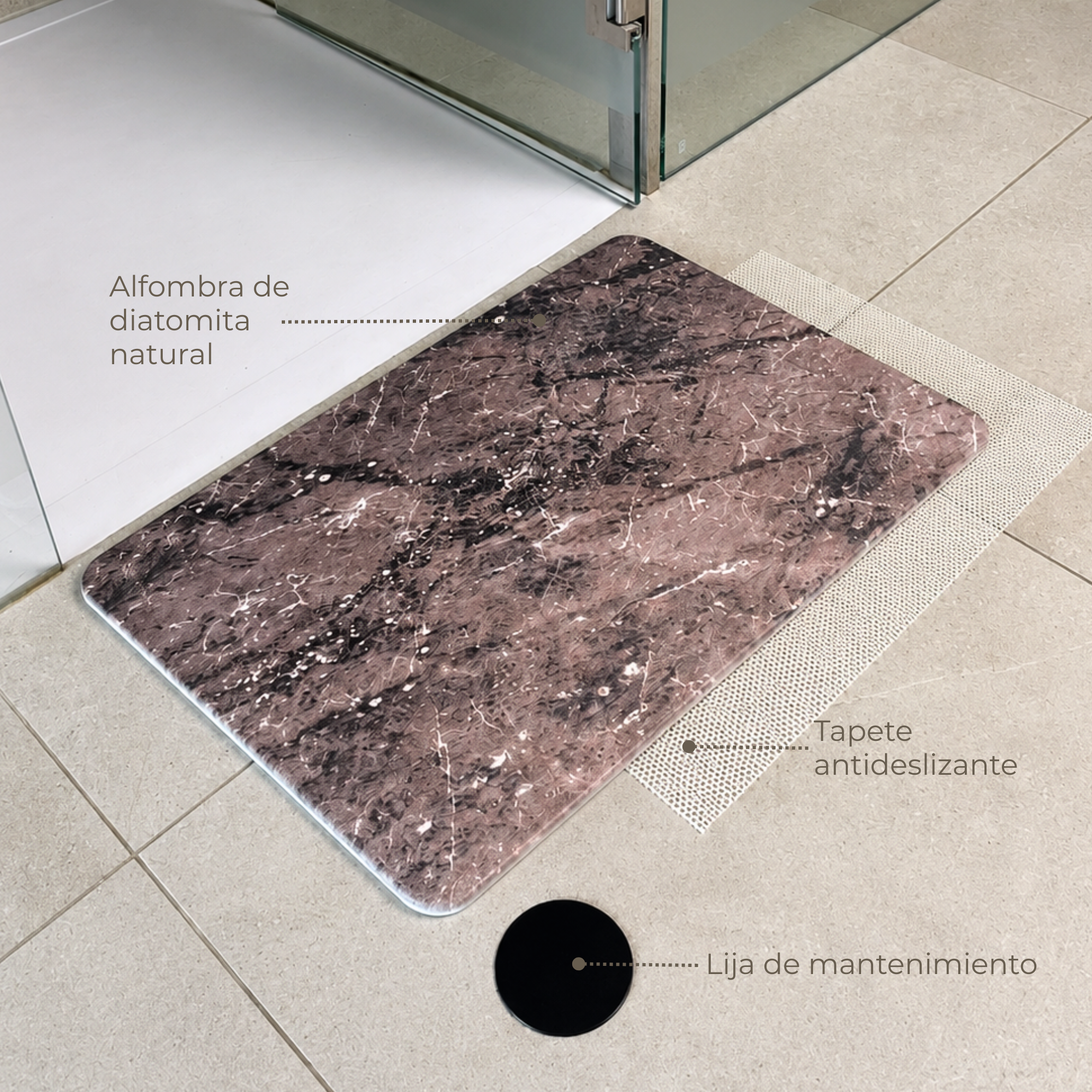 Alfombra Diatomita 60x39 - Pietra Gris