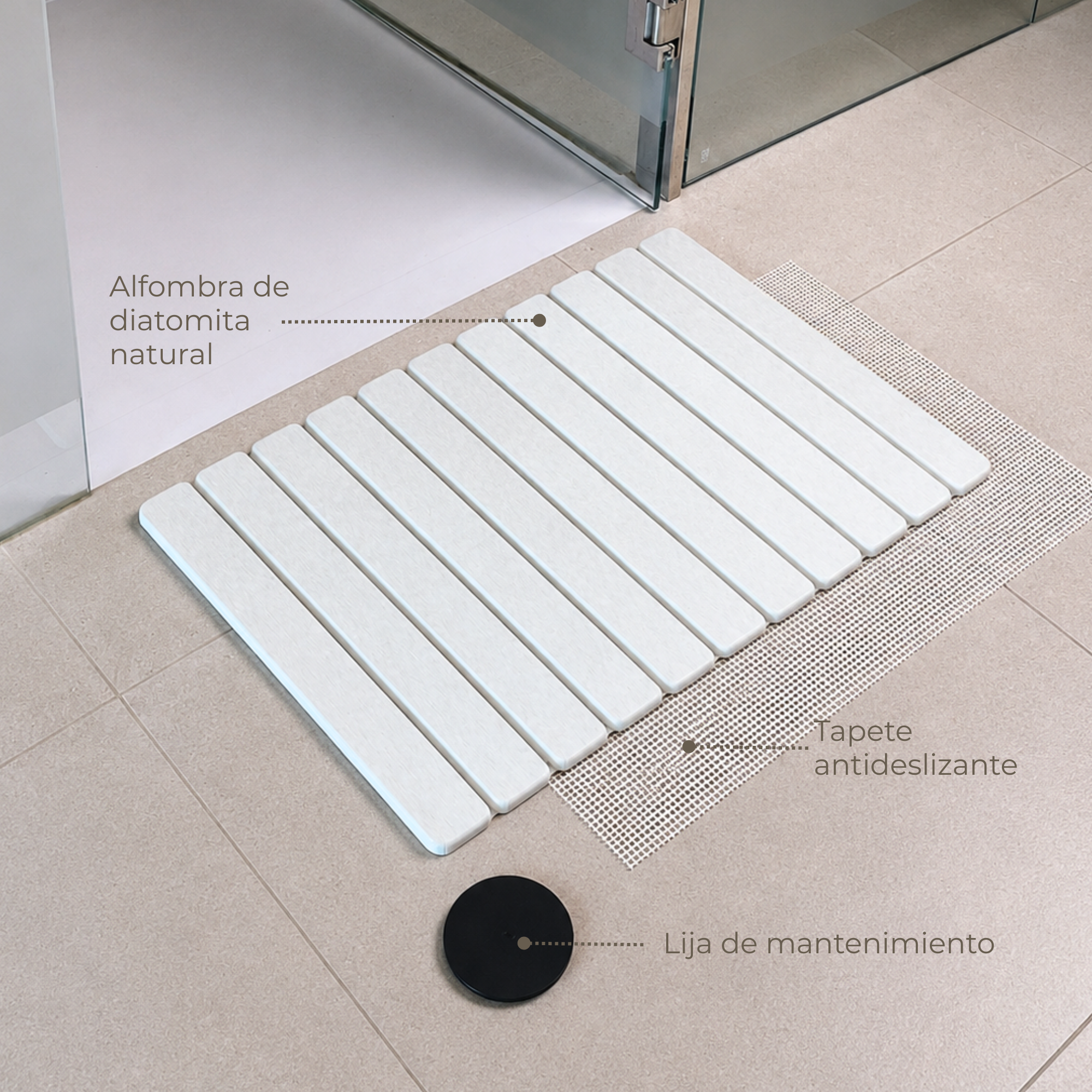 Alfombra Diatomita 60x39 - Plegable Blanco