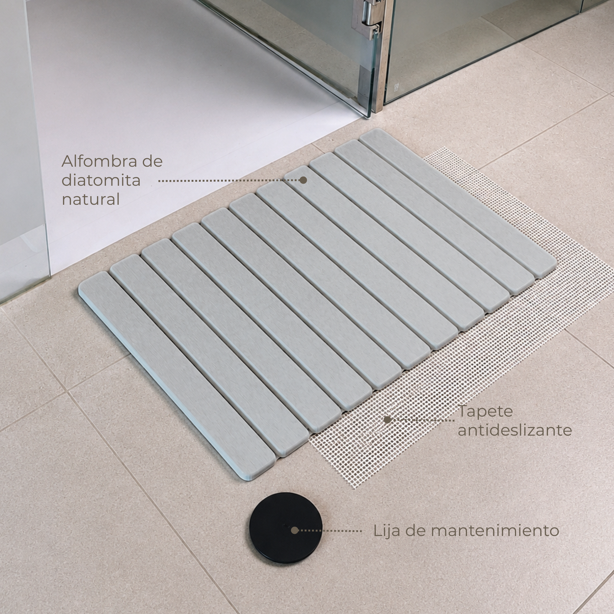 Alfombra Diatomita 60x39 - Plegable Gris