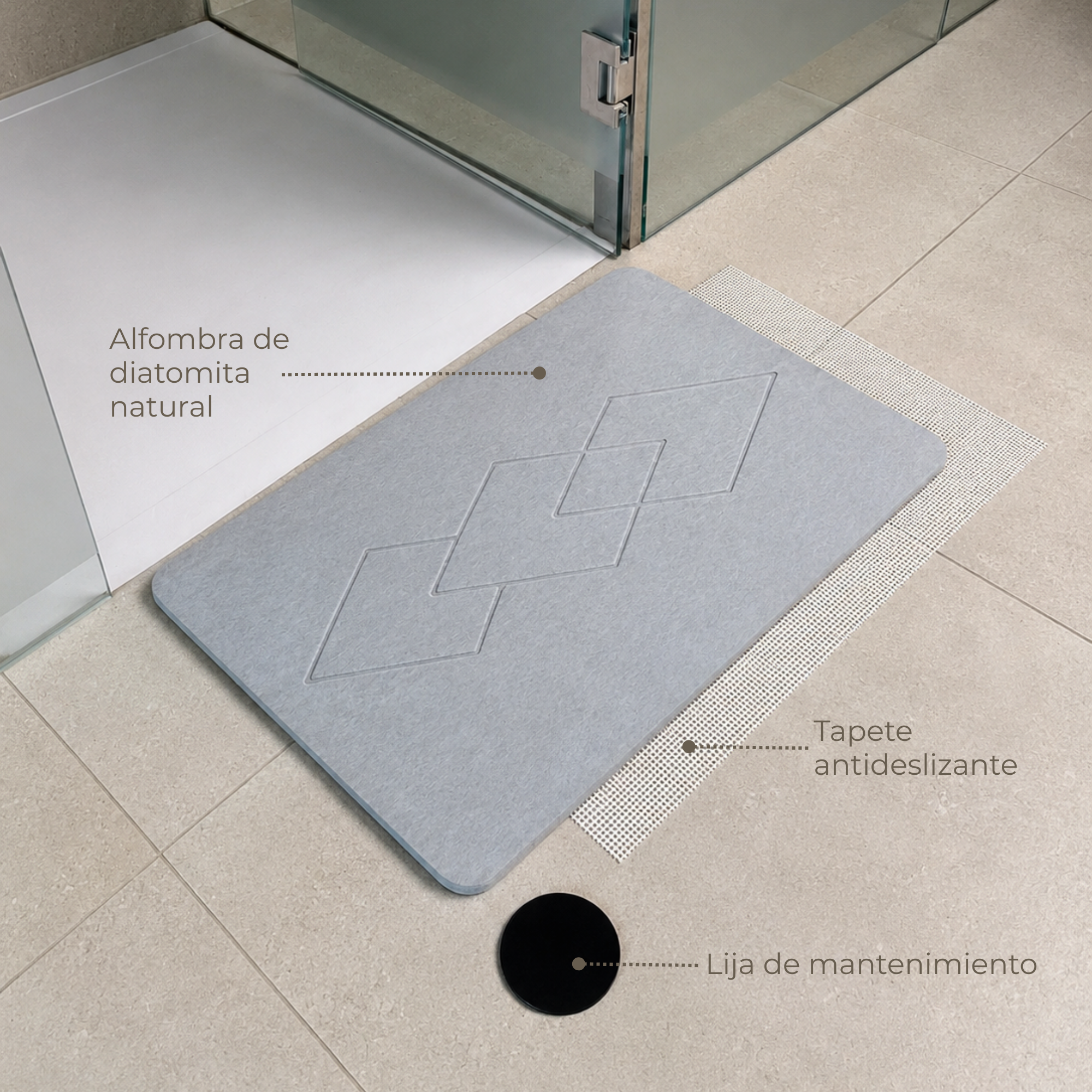 Alfombra Diatomita 60x39 - 3 Rombos