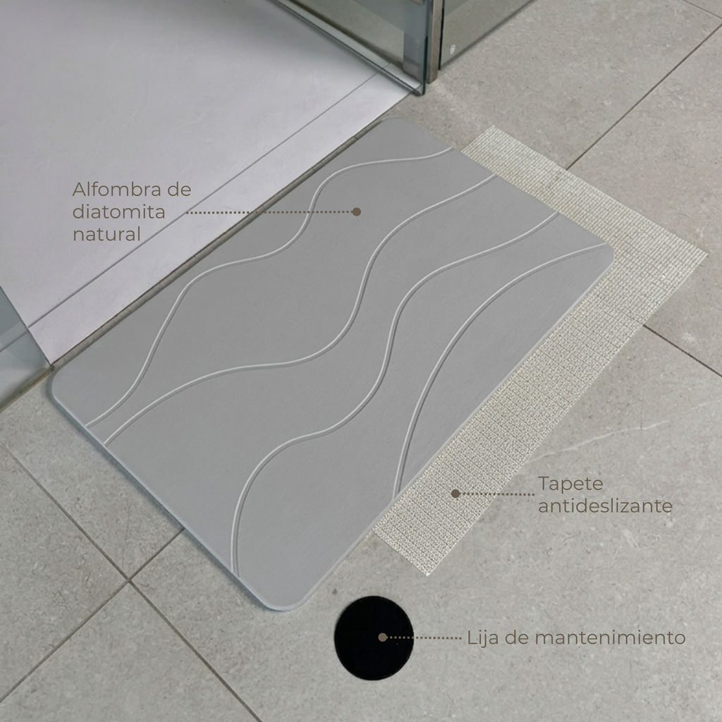 Alfombra Diatomita 60x39 - Waves gris