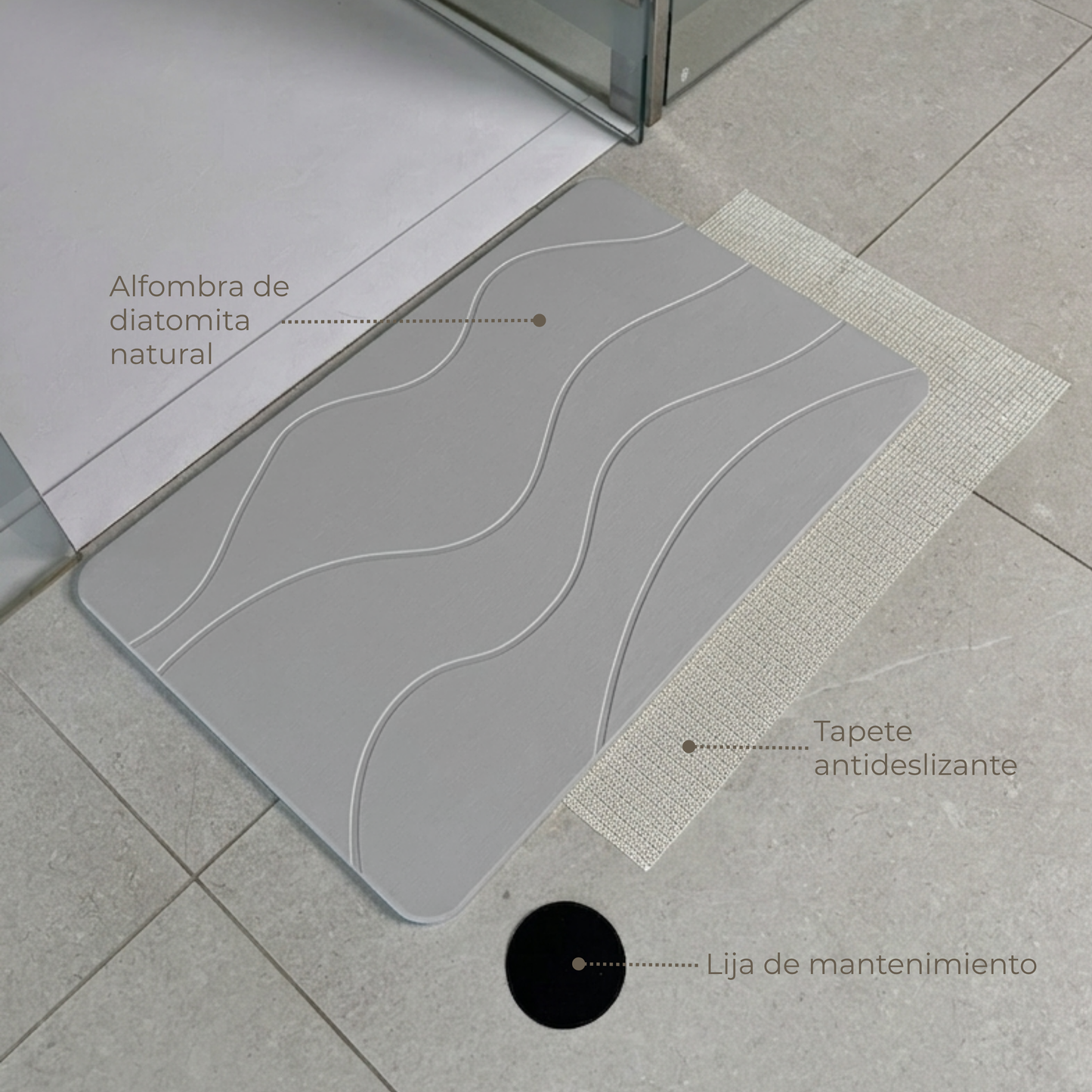 Alfombra Diatomita 60x39 - Waves gris