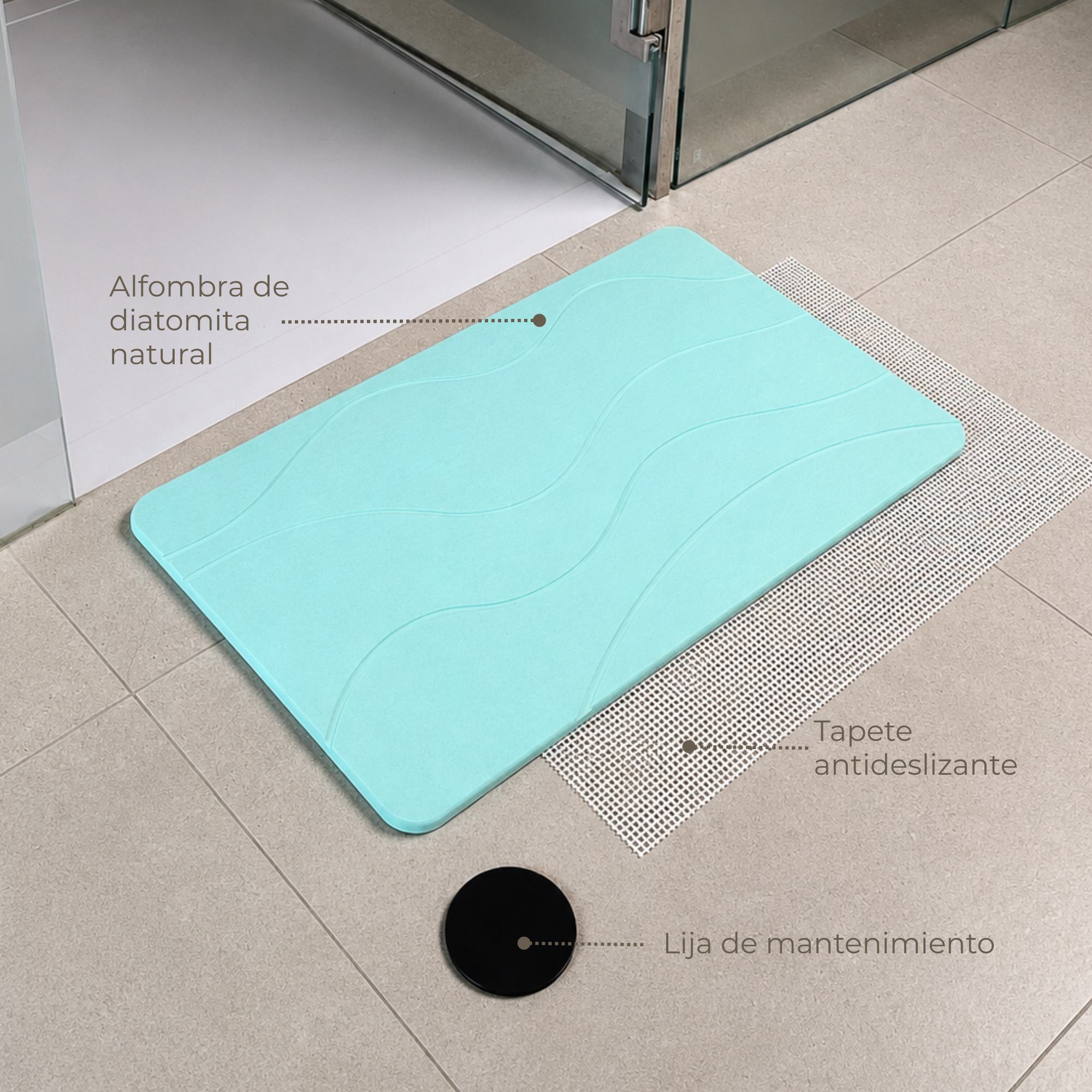 Alfombra Diatomita 60x39 - Waves Verde