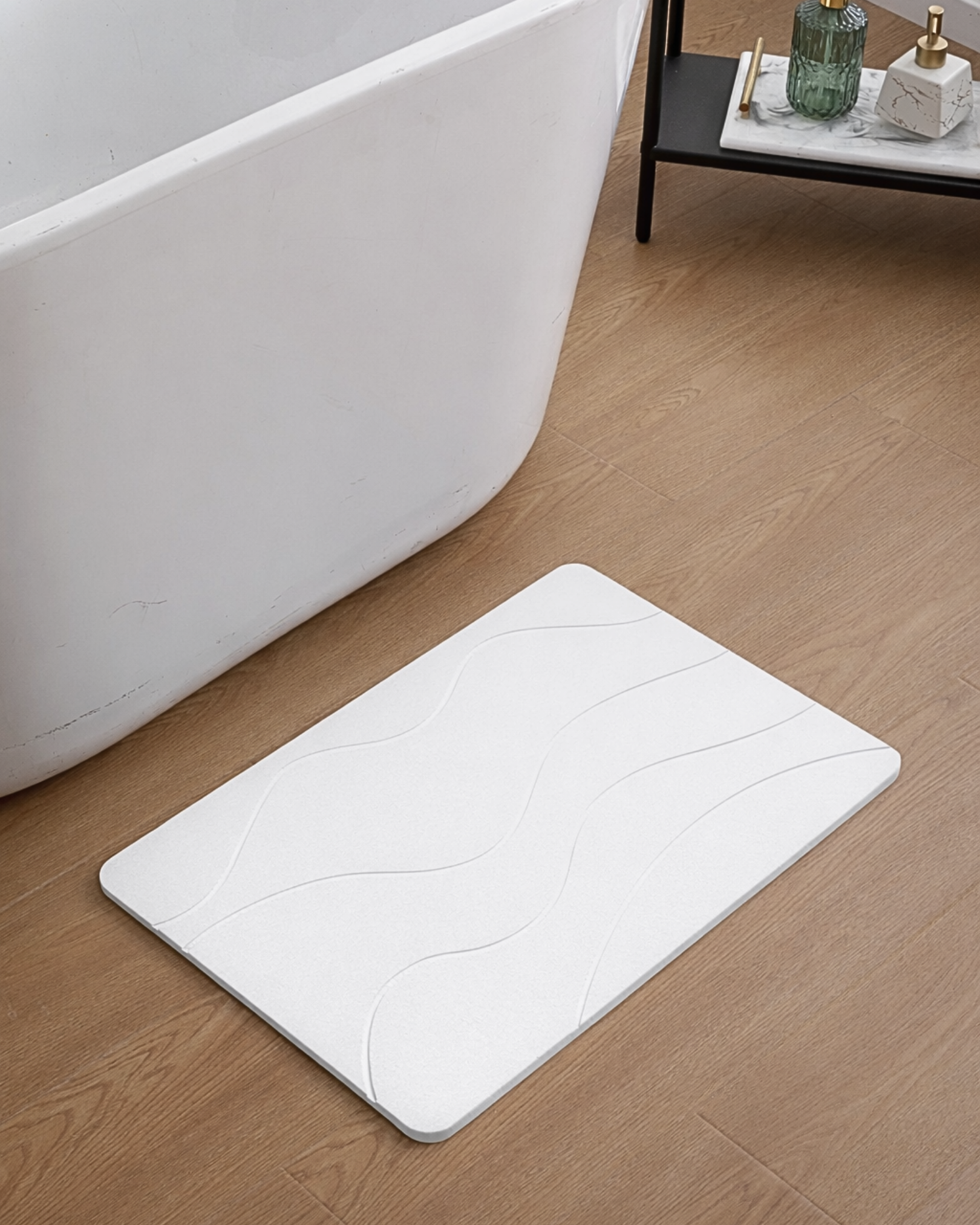 Alfombra Diatomita 60x39 - Waves Blanco