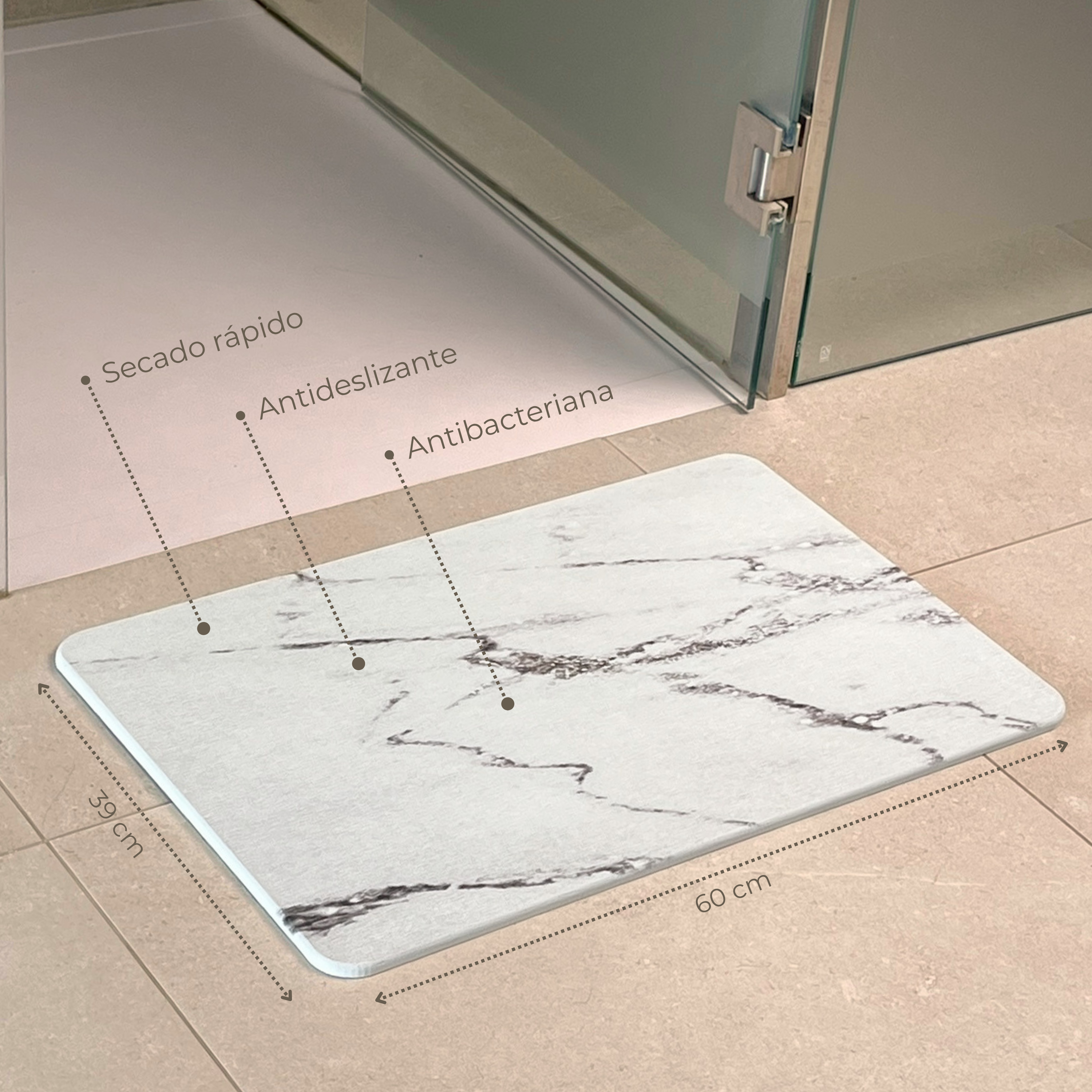 Alfombra Diatomita 60x39 - Turco Blanco