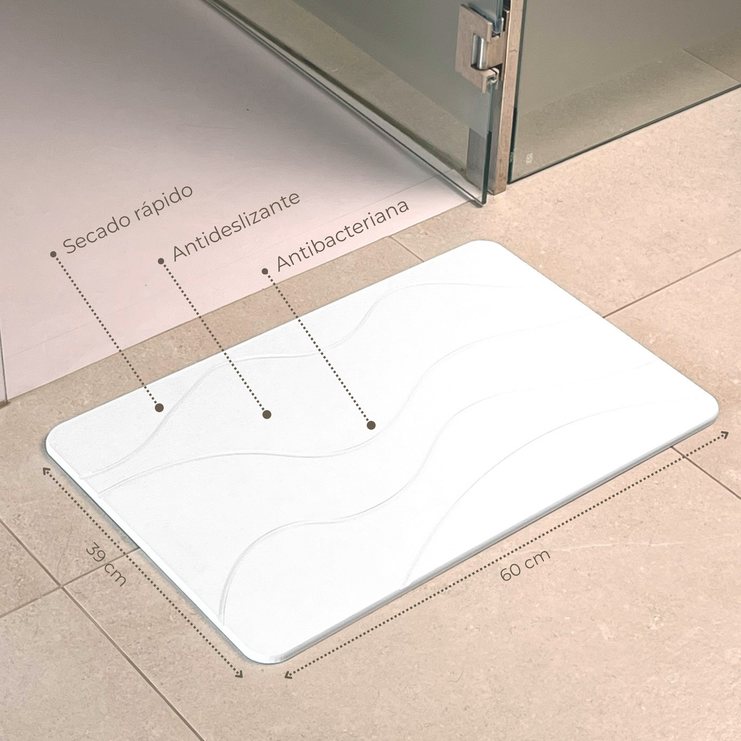 Alfombra Diatomita 60x39 - Waves Blanco