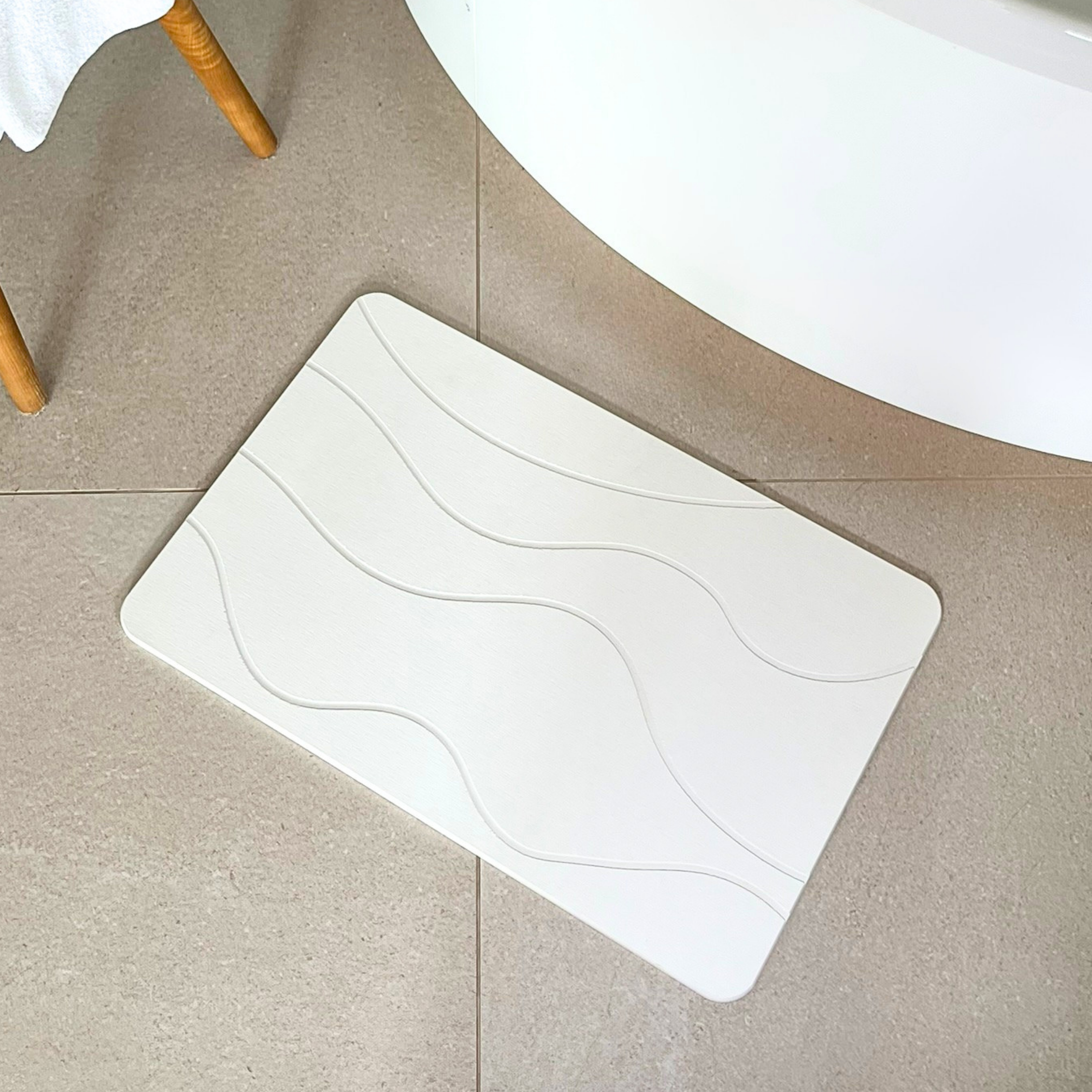 Alfombra Diatomita 60x39 - Waves Blanco